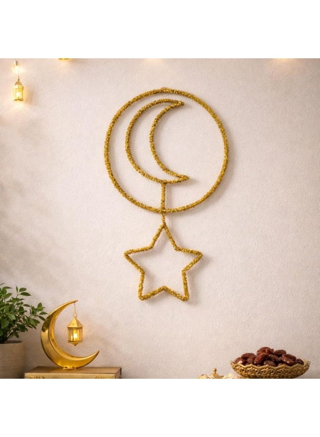 Homera Golden Crescent and Star Decorative Ornament Elegant Hanging Home Accent for Wall Shelf Table Stylish Interior Decoration Adds Warmth and Charm 1 Piece - Image 5